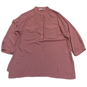 Reitmans Mauve Pink Tunic Blouse | Mandarin Collar | Pockets | Size M/M